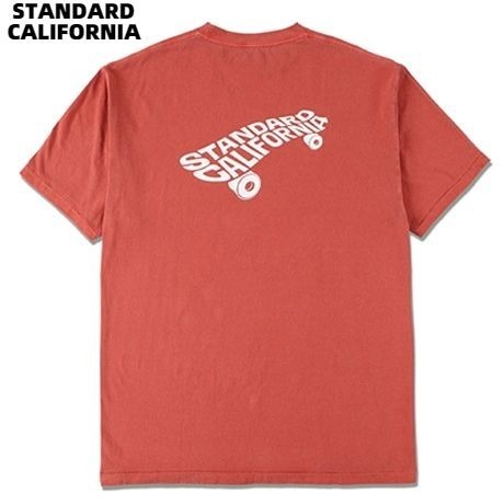L【STANDARD CALIFORNIA SD STAY STOKED Tee Red スタンダードカリフォルニア Tシャツ ピグメント染め LA Komy スケートデッキ モチーフ】