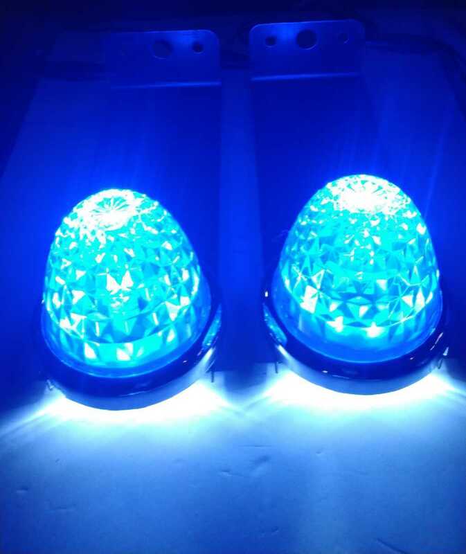 LED青色流星マーカーと白色ダウンライト、ステンレスステーの2個セット