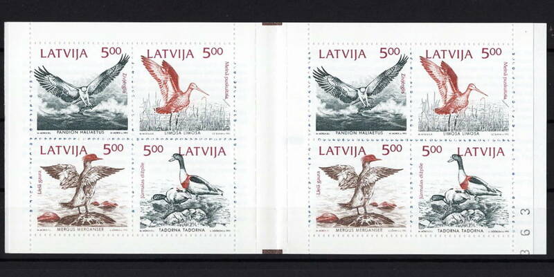 ★1992年 ラトビア - 「バルト海沿岸の鳥」小册子 未使用(MNH)(SC#335a)★YH-432