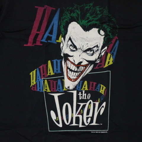 激レア 新品 dead stock 80s USA製 The JOKER Tシャツ L ブラック ジョーカー BATMAN DCコミックス アメコミ 映画 ムービー ヴィンテージ