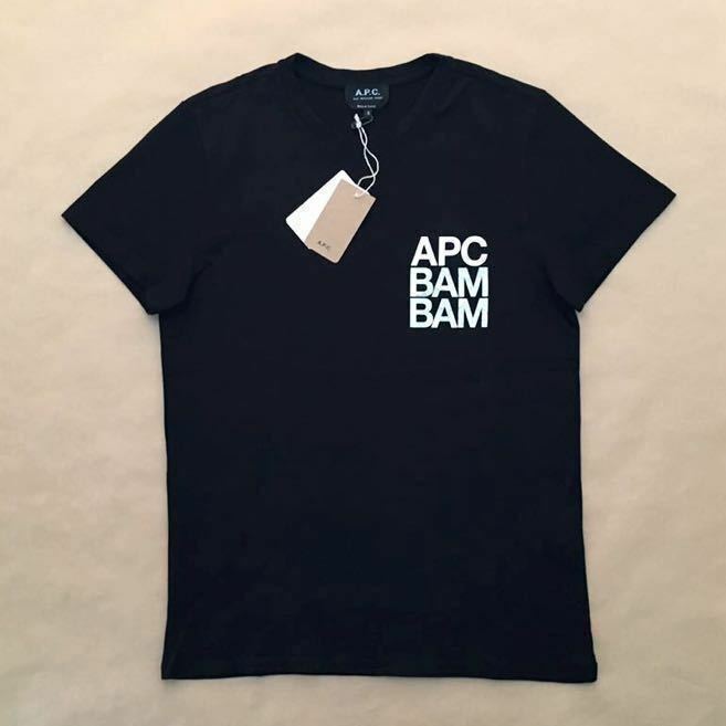 美品 A.P.C. BAM BAM 半袖 ロゴ Tシャツ ブラック S 刺繍入り 紙タグ付き 完売 ユニセックス APC アーペーセー @a686