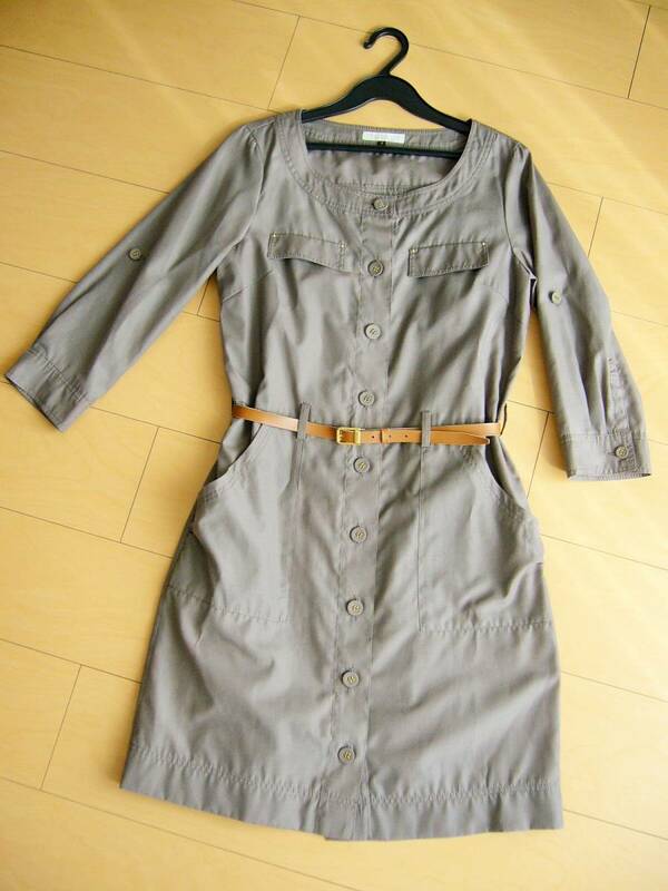 ★美品★春秋★【PROPORTION BODY DRESSING★プロポーションボディドレッシング】ワンピース★ベルト付き★カーキ★羽織★スプリングコート