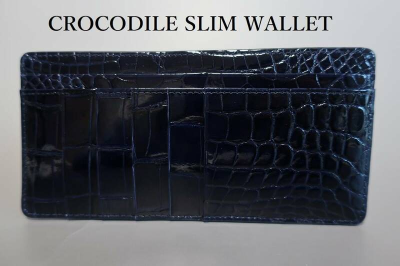 新品 決算特価！ 最高級！ ヘンローン クロコダイル 超薄型 極薄 究極のスリム長財布 MH-789 M　BLUE マリンブルー系