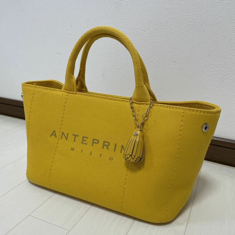 アンテプリマ ミスト ANTEPRIMA MISTO トートバッグ キャンバス ハンドバッグ ショルダーバッグ 2way タッセル イエロー 黄色 美品