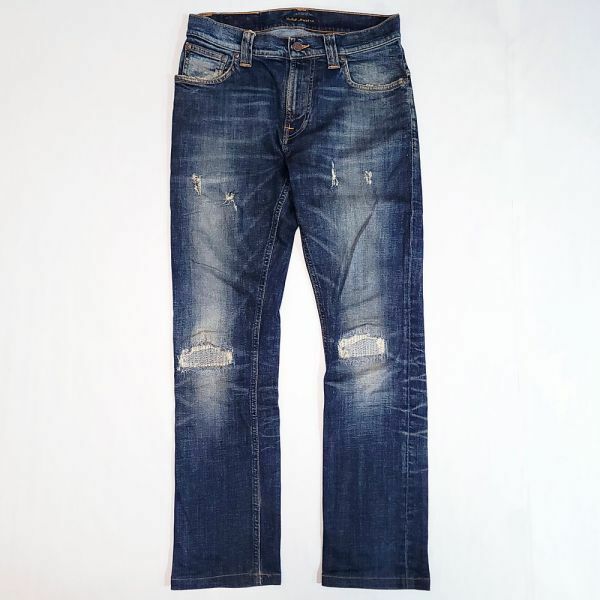 26●a942◎◎【W30】良品 Nudie Jeans THIN FINN ORG.SHAWN REPLICA リペア ダメージ スリム デニムパンツ N697 イタリア製▲3