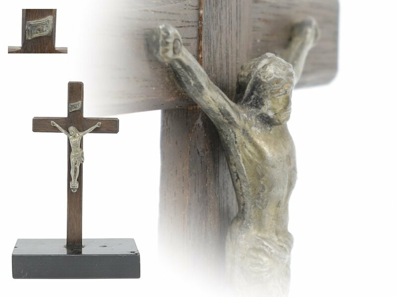 【蔵】キリスト INRI 十字架 キリスト像 高さ 約30㌢ アンティーク S384
