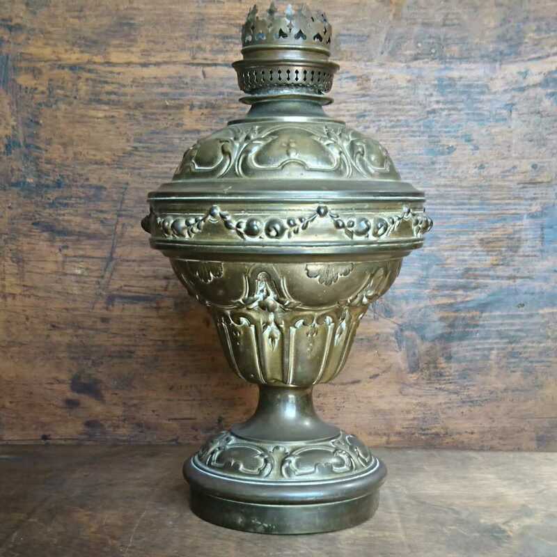 フランスアンティーク 大きなオイルランプ 真鍮製 19世紀