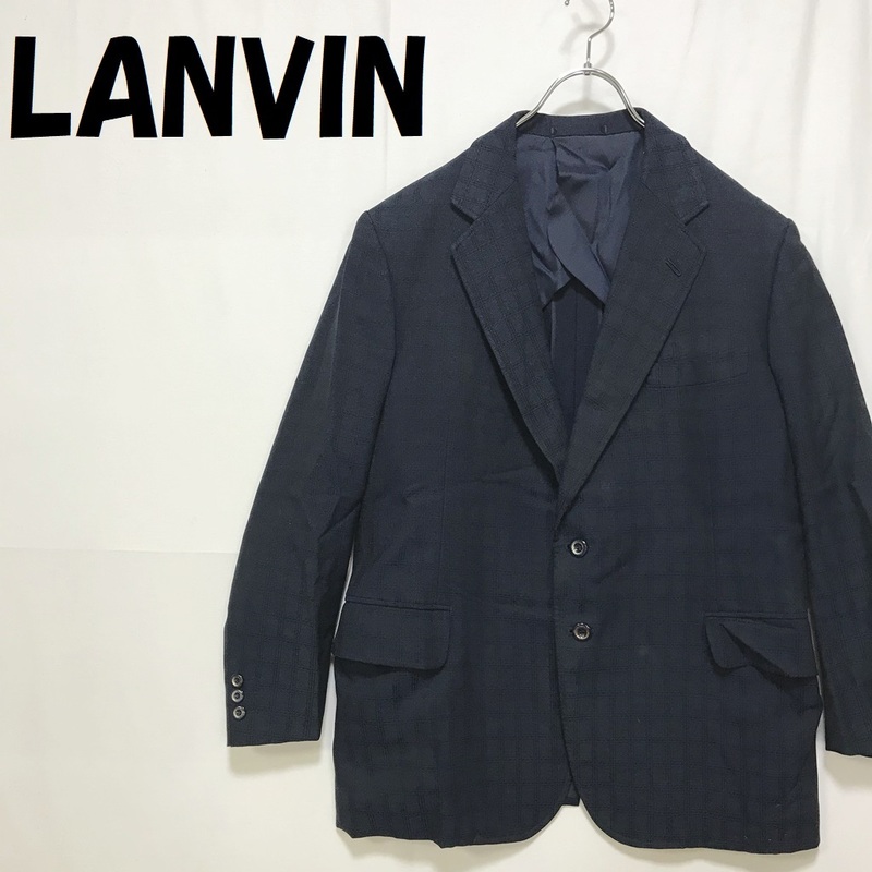 【人気】LANVIN/ランバン チェック柄 ジャケット テーラードジャケット ネイビー/S1485