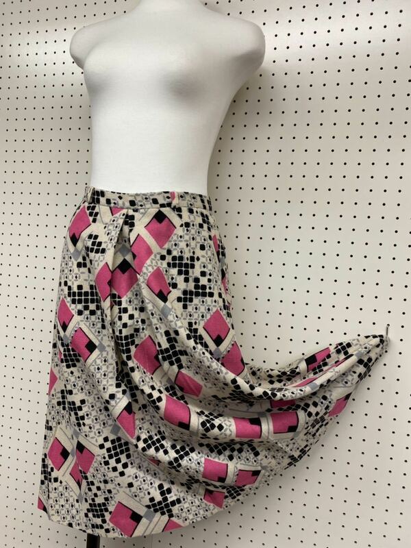 1950s グラフィック ビンテージ スカート ロカビリー ピンク