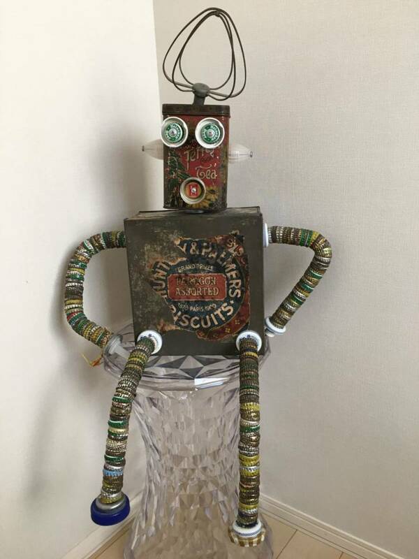 オブジェ【ビック！大きい 廃材ロボット】廃材アート メタルアート☆アメリカンポップアート インテリア アイアンアート・キースへリング