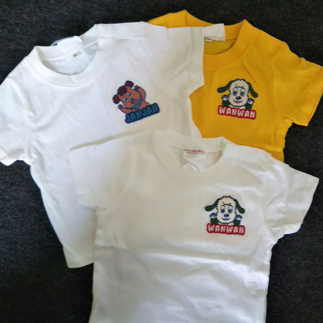 わんわん ジャンジャン Tシャツ 3枚セット 80㎝ 白系 黄色系 ホワイト イエロー 半袖 未使用に近い キッズ ベビー 子供