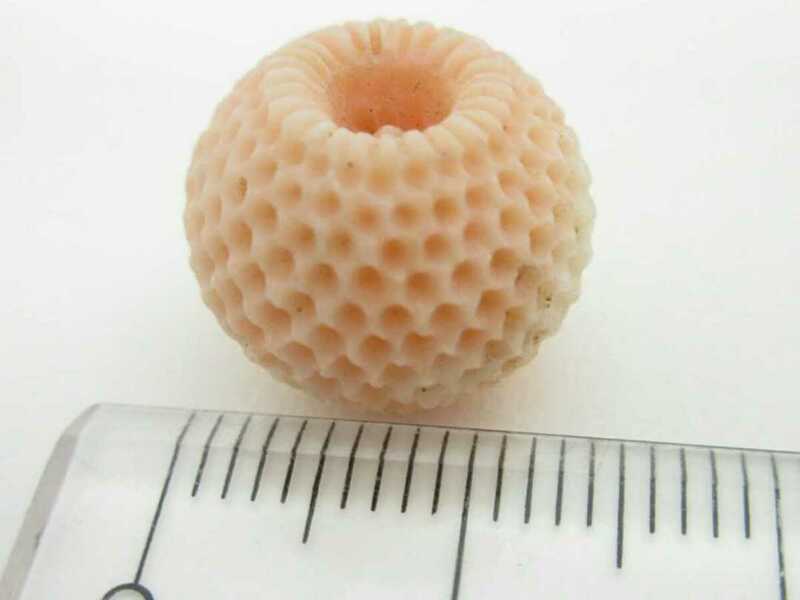 【TOP】桃珊瑚 サンゴ 14.3mm 片穴ルース リング ペンダントトップ 指輪 ブローチ 根付 i539.
