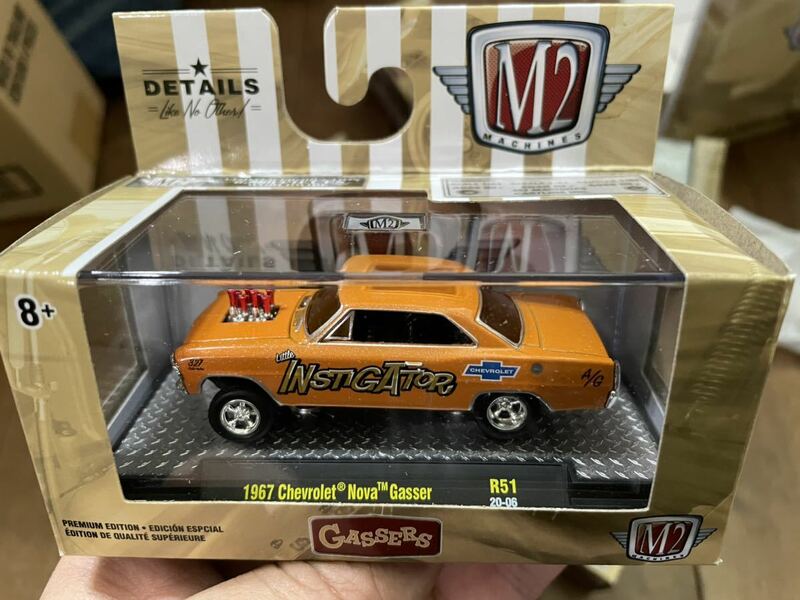 送料込 m2 machines 1967 chevy nova gasser chevrolet マシーン　シボレー ノバ　ギャッサー　hotwheels ホットウィール GreenLight