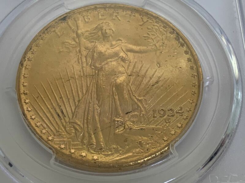 【高鑑定】1924年 アメリカ２０ドル金貨　セントゴーデンズ　ＰＣＧＳ　ＭＳ６５