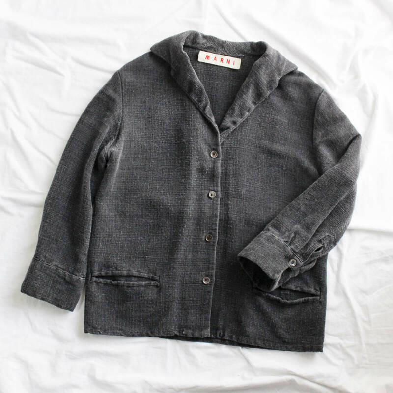 MARNI マルニ 絹織り 製品染め デザインジャケット シルク 38 チャコールグレー系 レディース