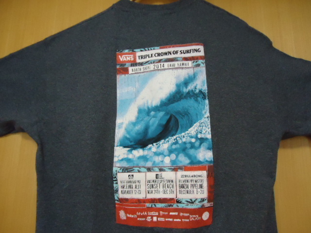 即決　ハワイ　VANS TRIPLE CROWN2014'　サーフィン　Ｔシャツ　ダークグレー色　ＸＬ