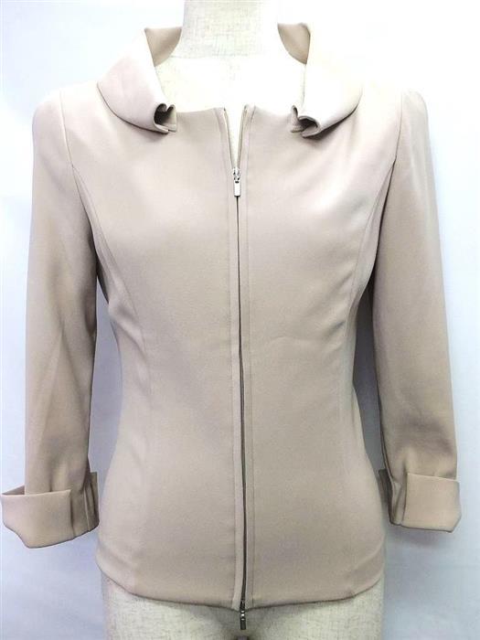 フォクシー　FOXY ジャケット　26512 ジップアップ 半端袖　40　ベージュファッション　女性　レディース AH-1125【中古】