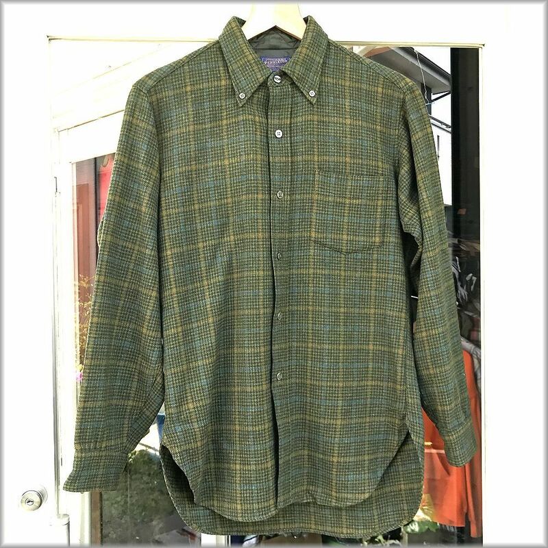 ★ペンドルトン　60s 70s　状態良好　長袖　３点留め　ボタンダウン　ウールシャツ　size M★ ビンテージ USA製