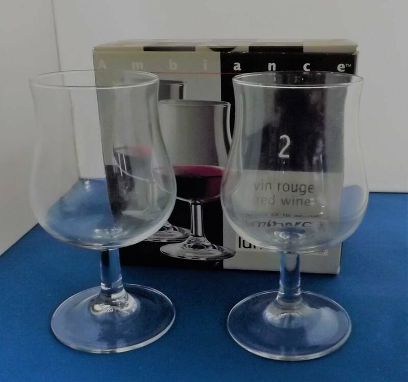 高級ワイングラス1）特別値下　名門フランスルミナルク社　高級品赤ワイン用グラス　ペアグラスセット　酒類グラス