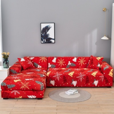 新品　ソファーカバー　赤色　クリスマス雰囲気　クリスマスグッズ　縦横弾力　雰囲気作り　3人掛け用　家庭用