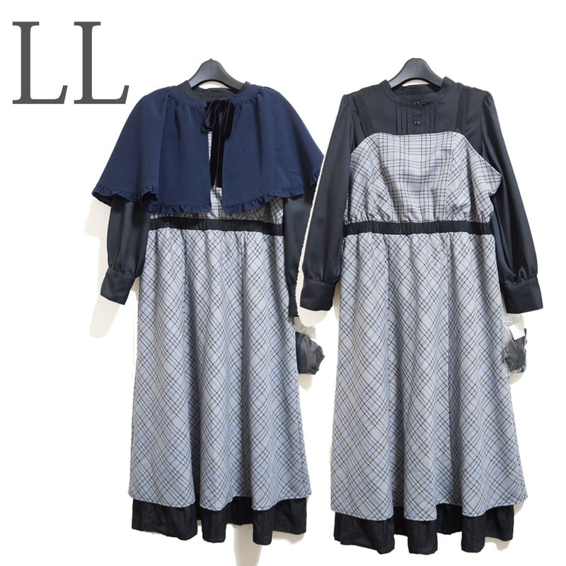 ●新品/ワンピース/ブラウス/一体/ケープ付/LL/大きいサイズ/レディース●&0501