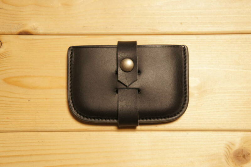 ヌメ革製 カードケース カード入れ CC3 黒 本革製 レザー 日本製 ハンドメイド BOSSA ブラック