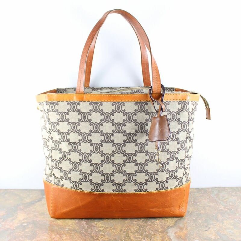 OLD CELINE BIG MACADAM PATTERNED TOTE BAG MADE IN ITALY/オールドセリーヌビッグマカダム柄トートバッグ