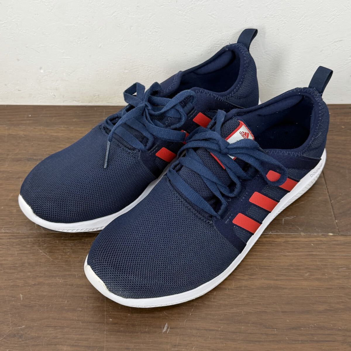 FDK4c adidas アディダス bounce ランニングシューズ 27cm スニーカー 運動靴 ネイビー × レッド メンズ