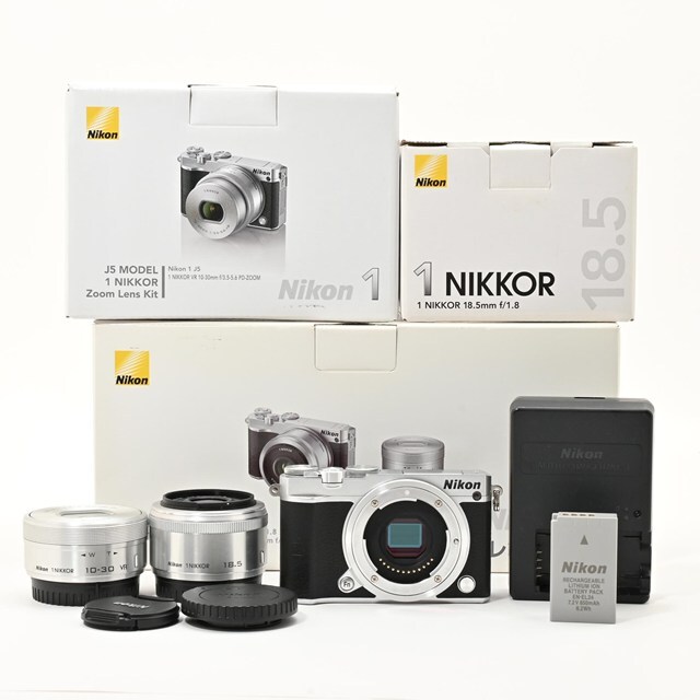 ＜良品＞ Nikon ミラーレス一眼 Nikon1 J5 ダブルレンズキット シルバー