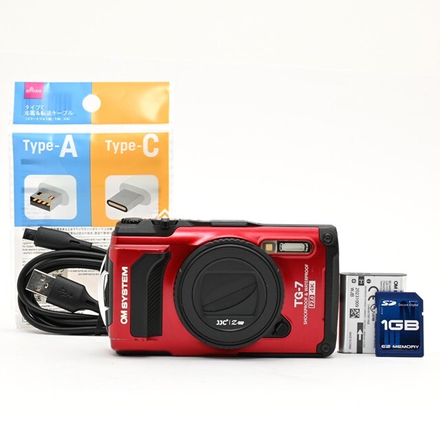 ＜並品＞ OM SYSTEM OLYMPUS Tough TG-7 レッド RED 美品｜防水・耐衝撃｜アウトドア・水中撮影に