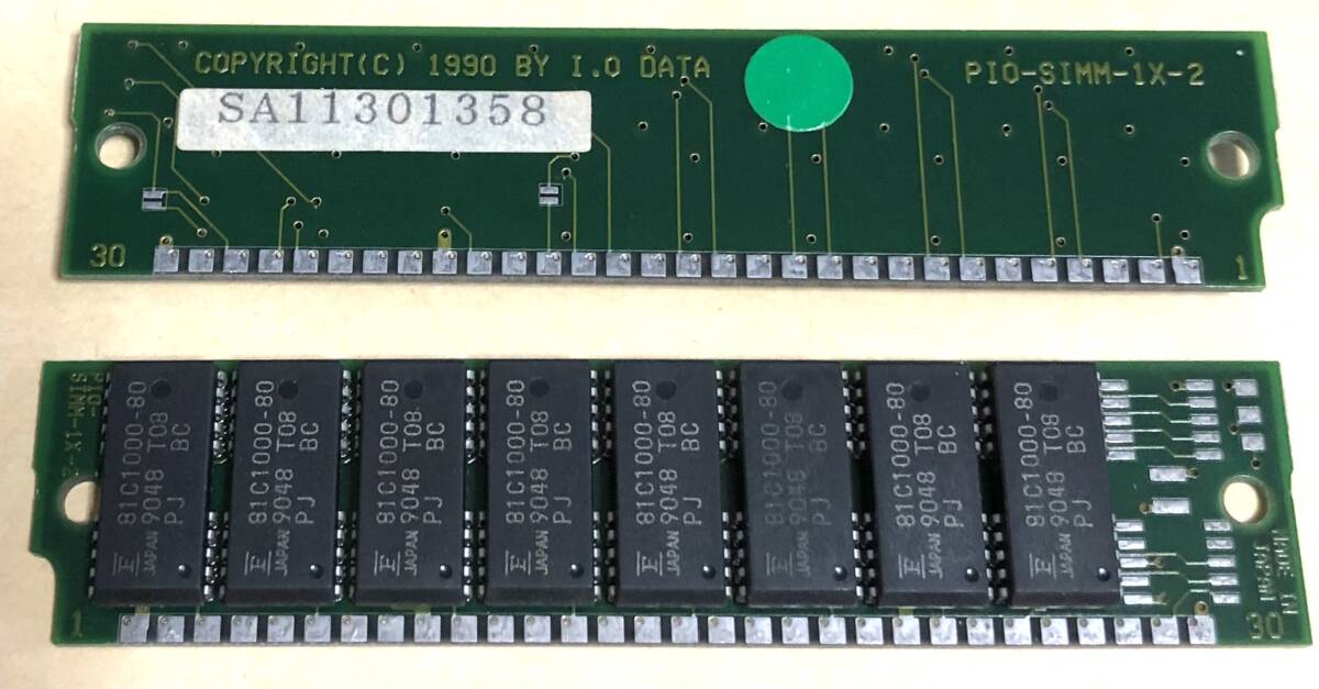 30pin SIMM 1MB ２枚セット(80ns)