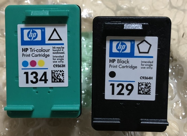 使用済インク：HP 134、129