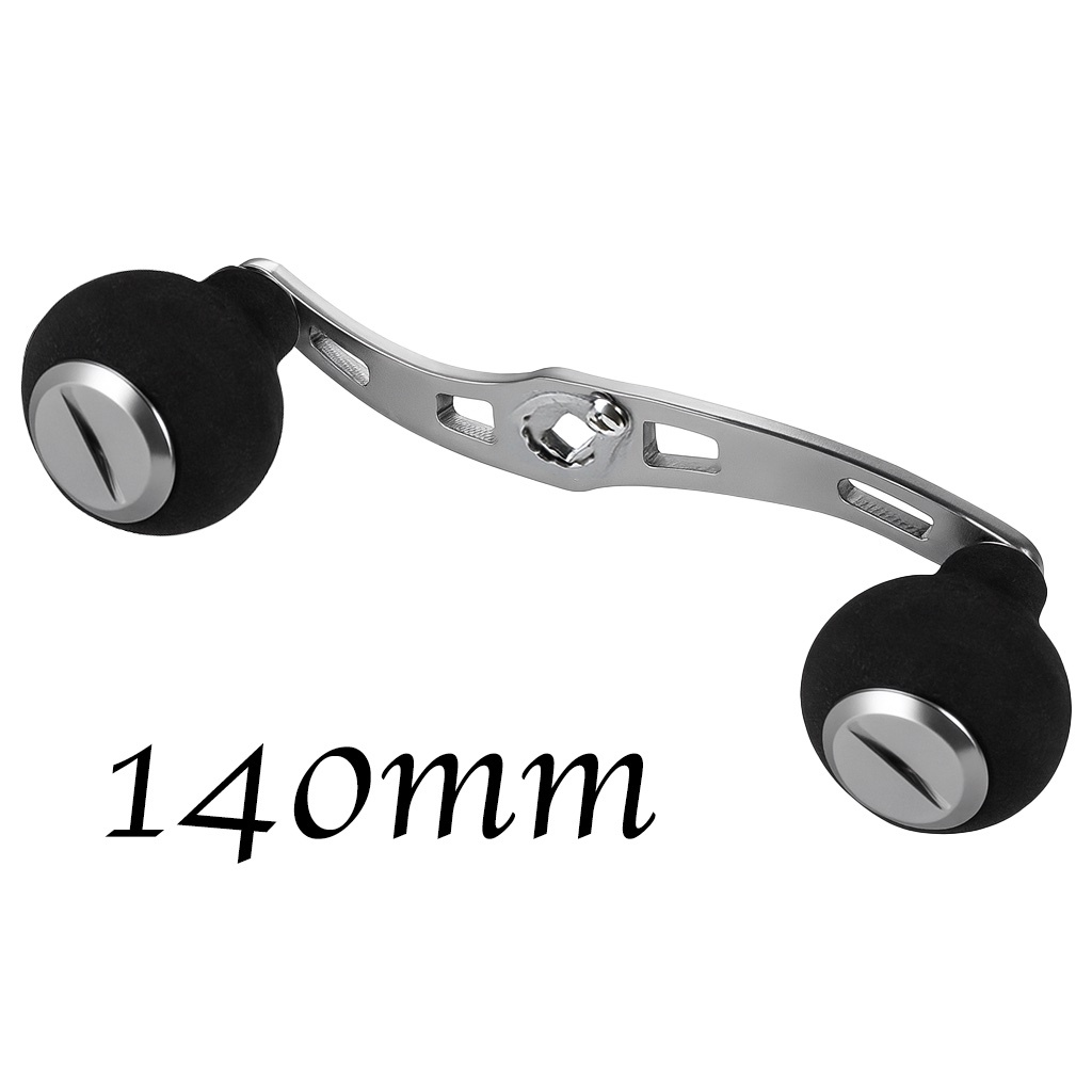 yu441 灰色 ベイトリール用 ハンドル シマノ ダイワ アルミニウム合金 EVA製 ハンドル 全長140MM 軸間130MM ノブボール 直径35MM