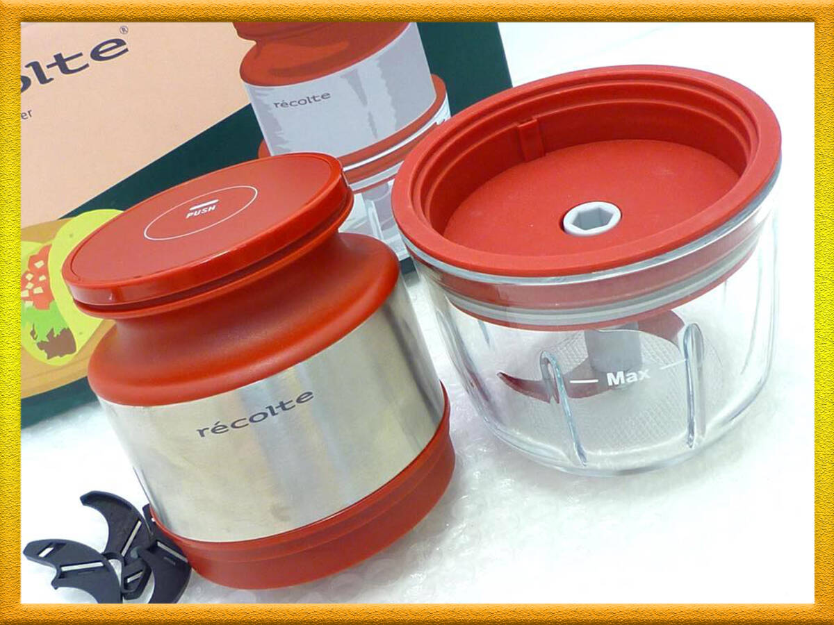 レコルト コードレス ミニ チョッパー 電動 ガラスカップ RCP-5 Cordless Mini Chopper レッド 可動品 取説 箱 極美品 お買得 必見