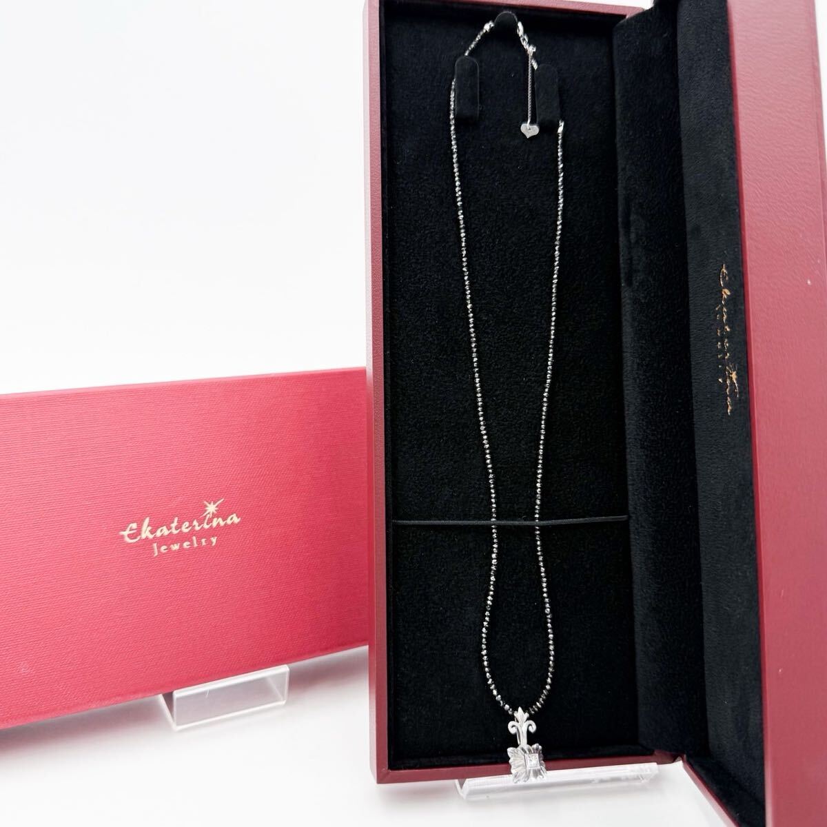 極美品 ekaterina jewelry エカテリーナ K18WG ホワイトゴールド ブラックダイヤ ネックレス 総重量5.59ｇ たかの友梨プロデュースブランド