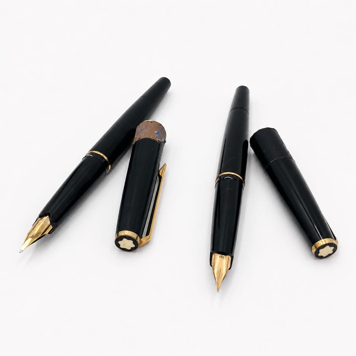 現状品 MONTBLANC モンブラン 万年筆 14金 K14 585刻印 2本まとめ ヴィンテージ ダメージ有