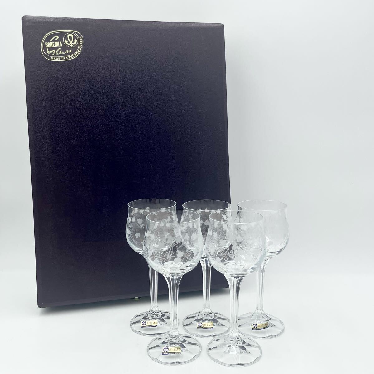 BOHEMIA Glass クリスタルガラス ワイングラス セット 保管品 ヴィンテージ品 5客セット 現状品