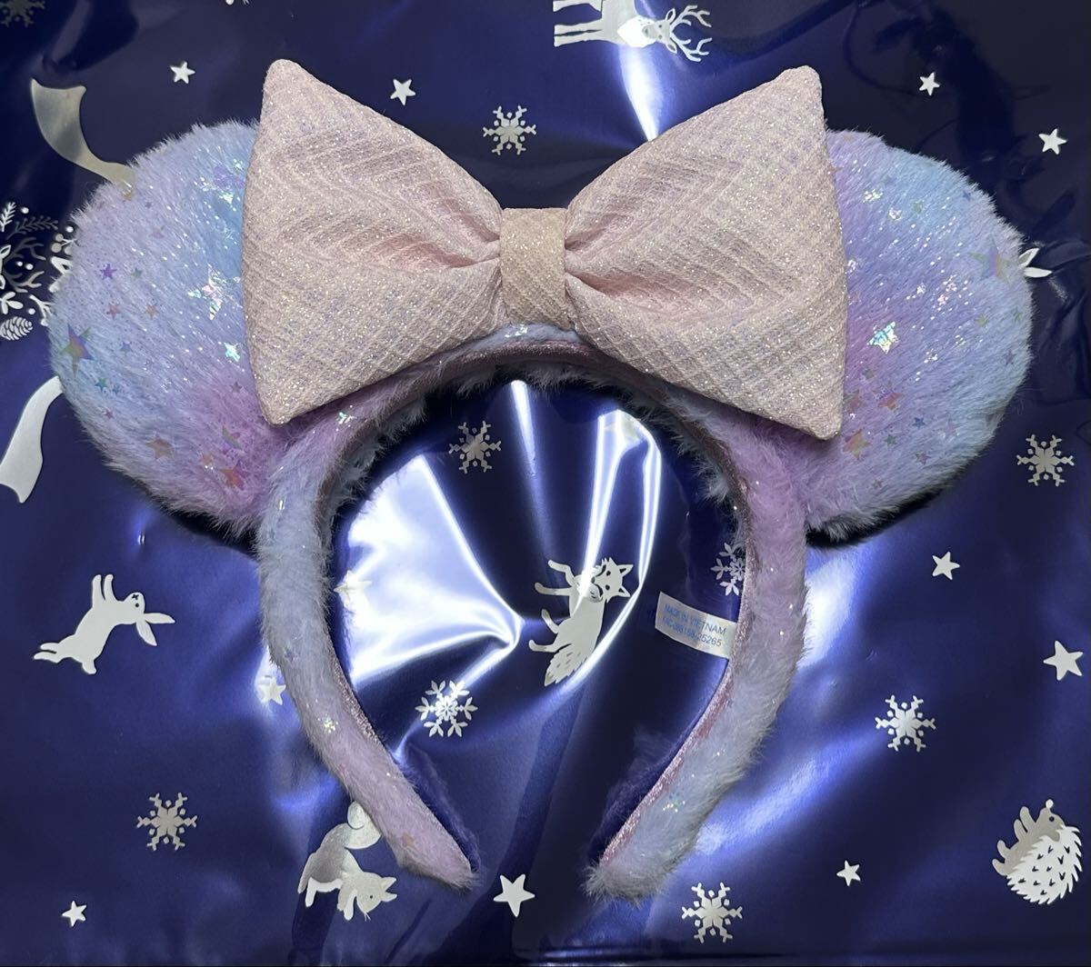 ミニーマウス リボン 星 ラメ ふわふわ もこもこ カチューシャ ピンク ブルー 綿菓子 紫 パープル パステル 