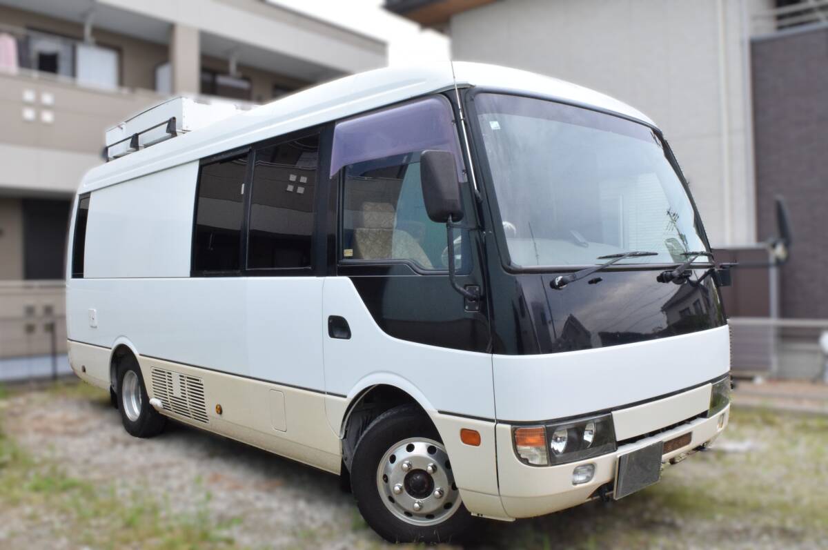 ※売切り H19年式ローザ/走行159500Km/ディーゼルターボ/AT/NOx-PM適合車/16AW/冷蔵庫/電子レンジ/FFヒーター/走行充電/外部電源/他多数