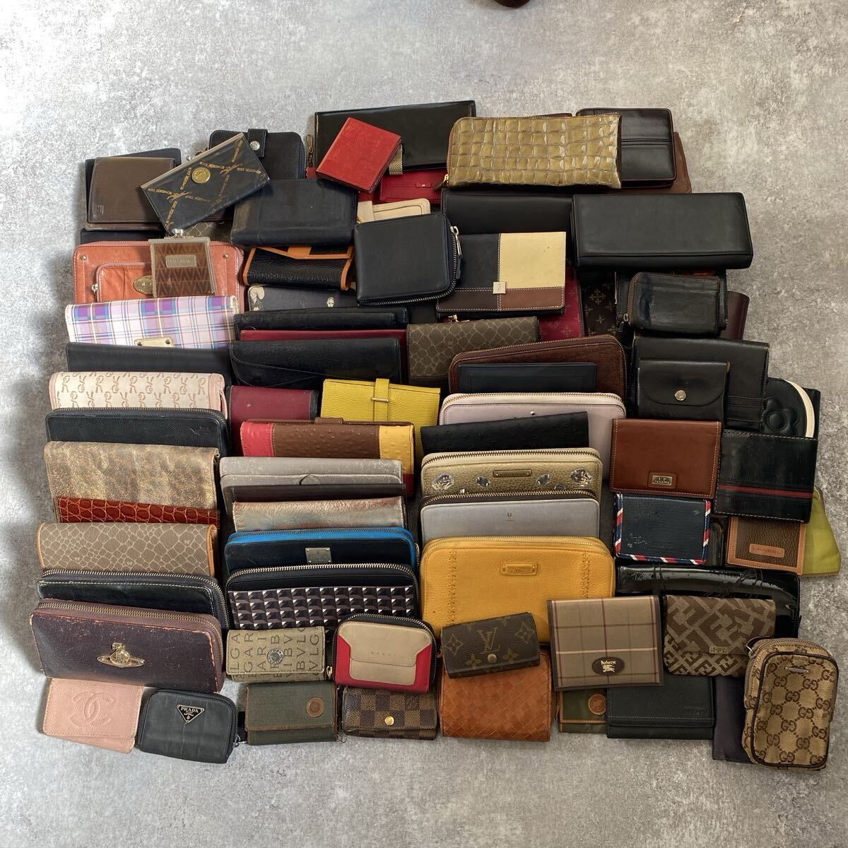 ① 財布 等 まとめ 100点セット Louis Vuitton CHANEL GUCCI PRADA coach BVLGARI Dior MARNI BURBERRY Vivienne Westwood 