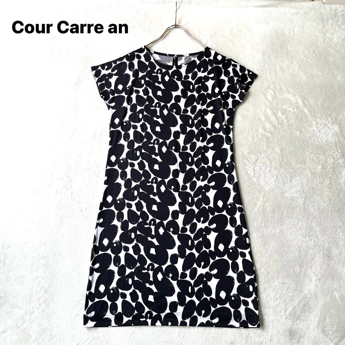 3点送料無料☆ Cour Carre an クールカレアン　サラサラ　ジャージーストレッチ　チュニック　ロング丈　総柄
