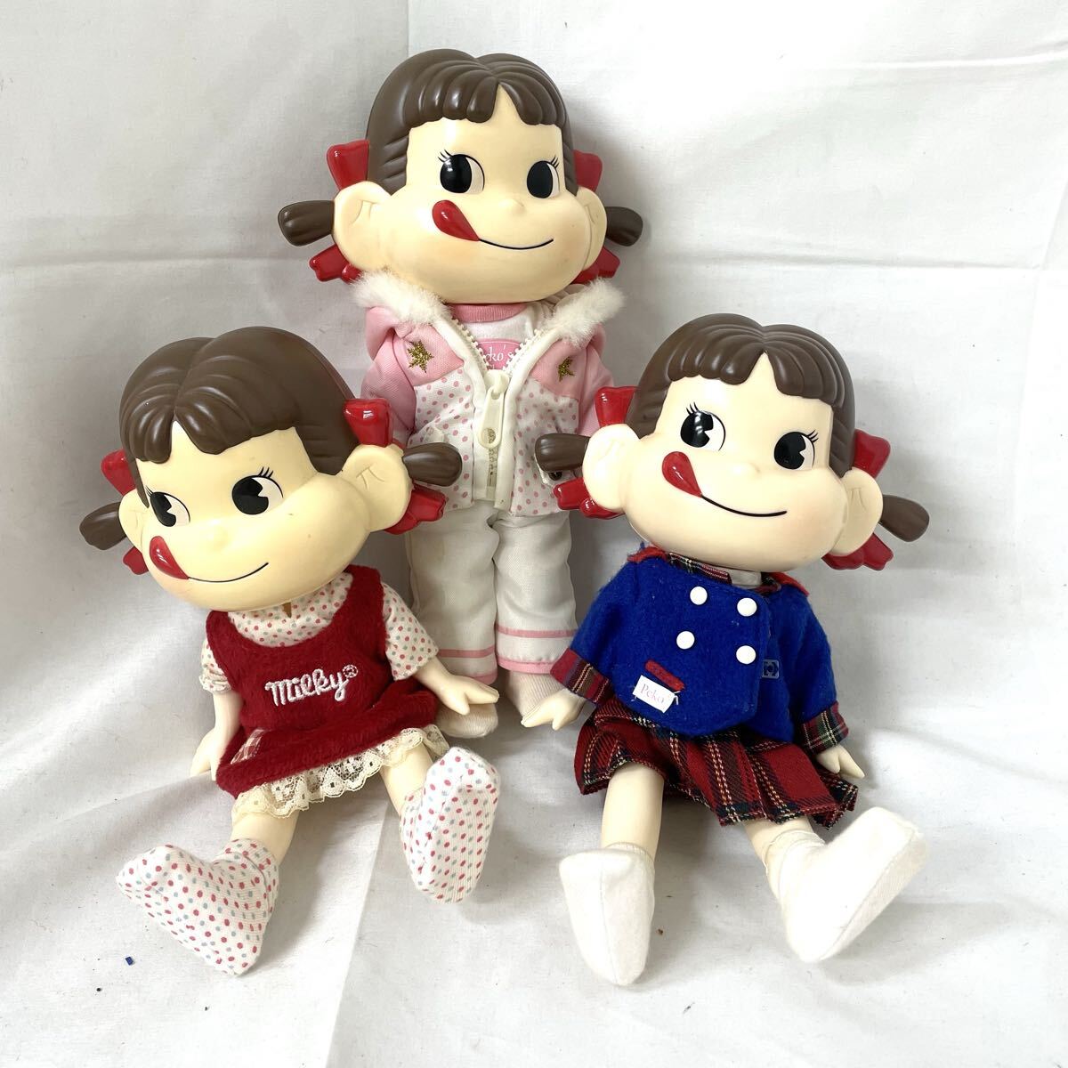 雷216 不二家 ペコちゃん フィギュア 3体セット ペコちゃん人形 まとめ売り セット売り 人形 FUJIYA