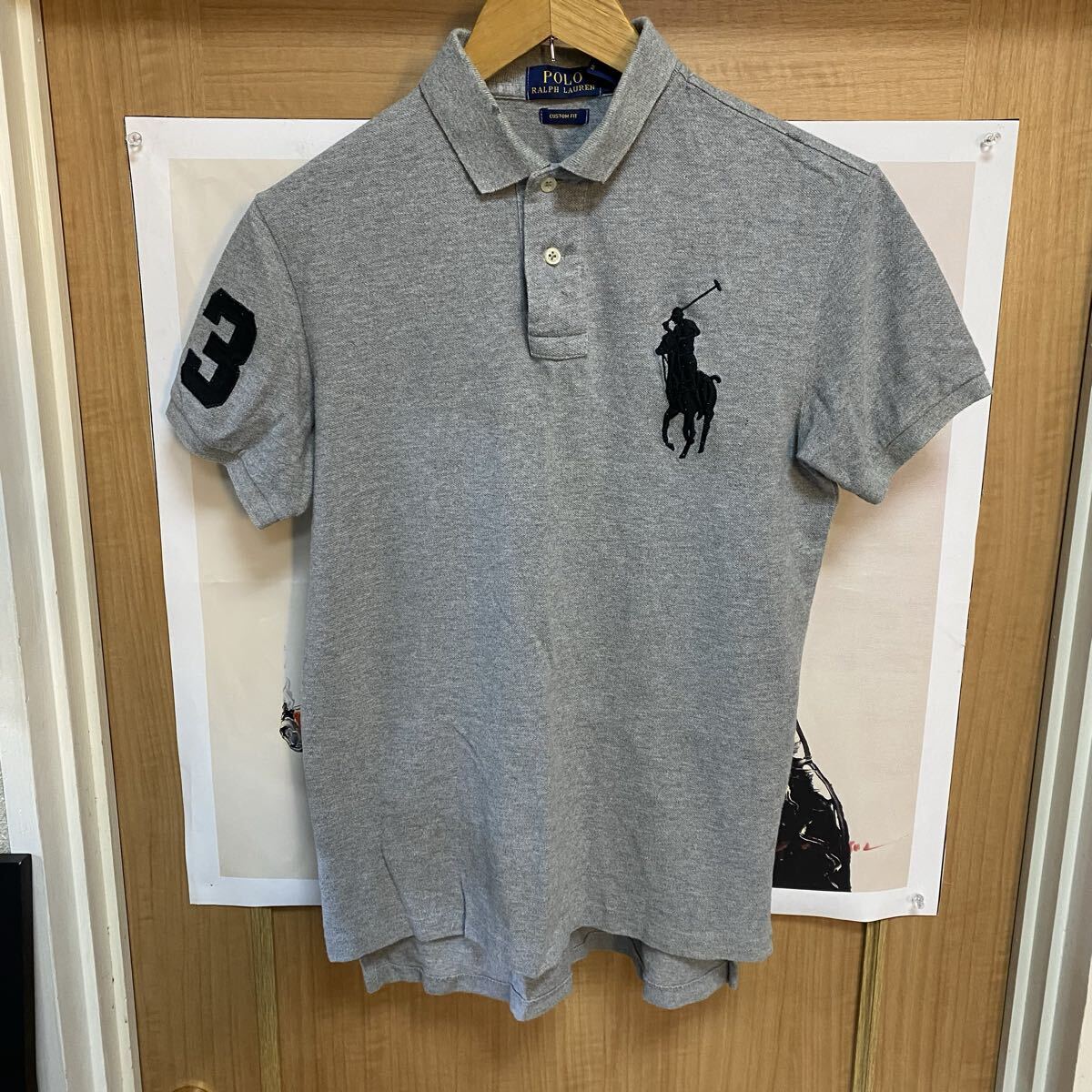 井111 POLO RALPH LAUREN ラルフローレン ビッグポニー ポロシャツ ナンバリング 半袖ポロシャツ グレー S 平成 y2k メンズ 