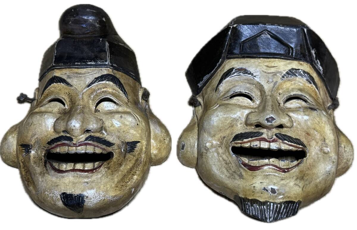 2点セット 大黒 恵比寿 大黒天 神楽 地神楽 魔除け 神楽面 お面 能面 お囃子 祭 お祭 山車 民謡 日本舞踊 歌舞伎 能 