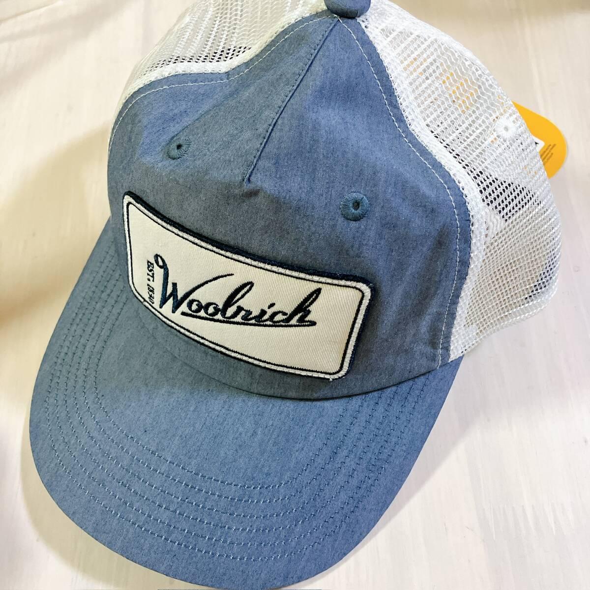 WRC94◯ 新品 WOOLRICH ウールリッチ WJAC0068 コーデュラ ロゴ メッシュ キャップ ベースボール スカイブルー 青 デニム ユニセックス