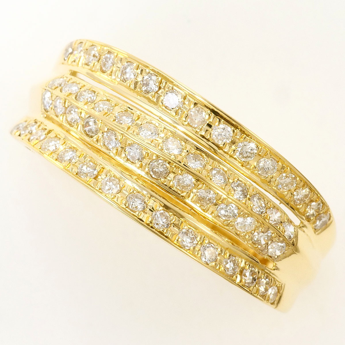 K18YG リング・指輪 13号 ダイヤ 0.70 ct カード鑑別書 総重量約4.2g ジュエリー 中古 美品 送料無料☆0315