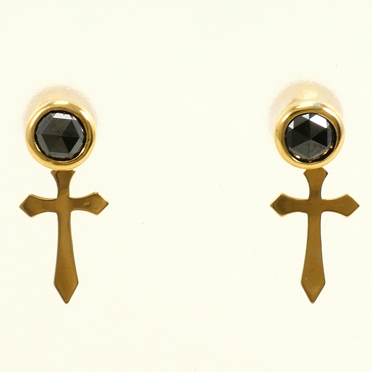 K18YG ピアス ブラックダイヤ 0.25ct 総重量約0.5g ジュエリー 中古 美品 送料無料☆0315