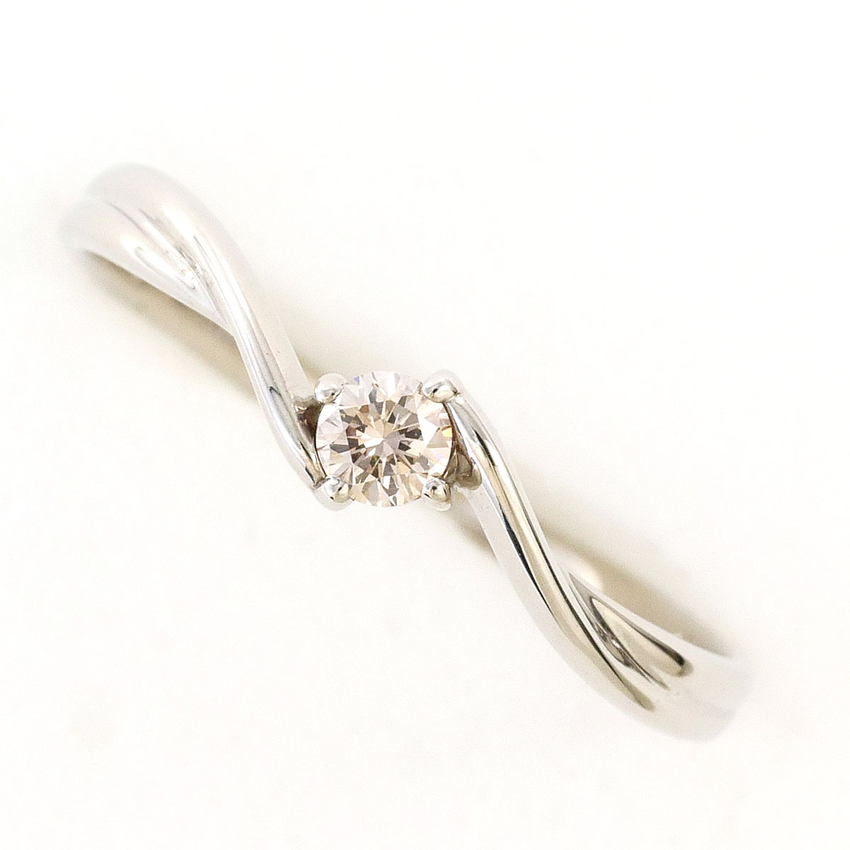 K14WG リング・指輪 10.5号 ダイヤ 0.08ct 総重量約0.9g ジュエリー 中古 美品 送料無料☆0202
