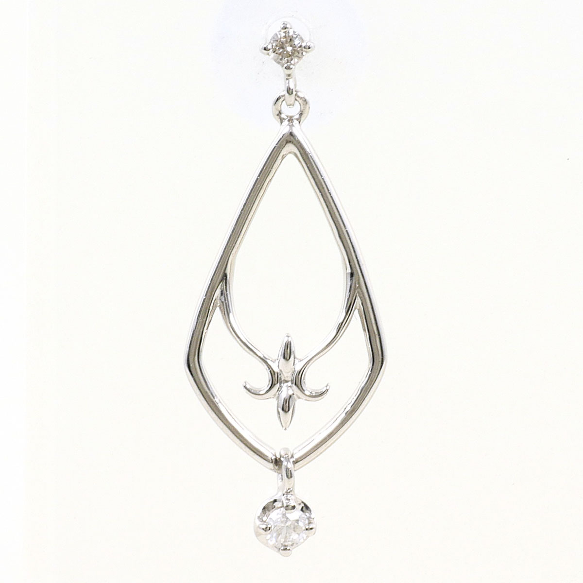 K10WG ピアス(片耳) ダイヤ 総重量約0.4g ジュエリー 中古☆0315