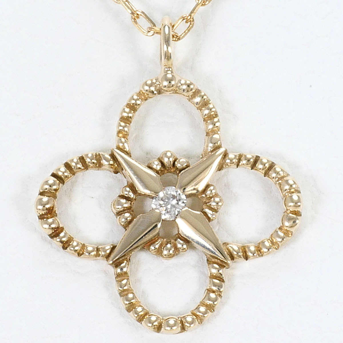 K10YG ネックレス ダイヤ 0.006ct 総重量約0.6g 約40cm ジュエリー 中古 美品 送料無料☆0315